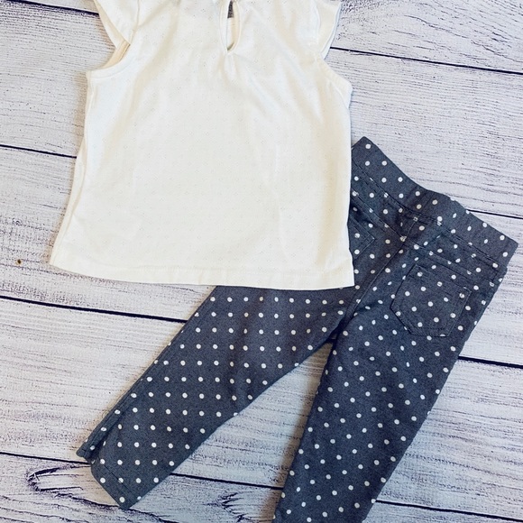 White top with bow and matching polka dot jeggings - Picture 3 of 4